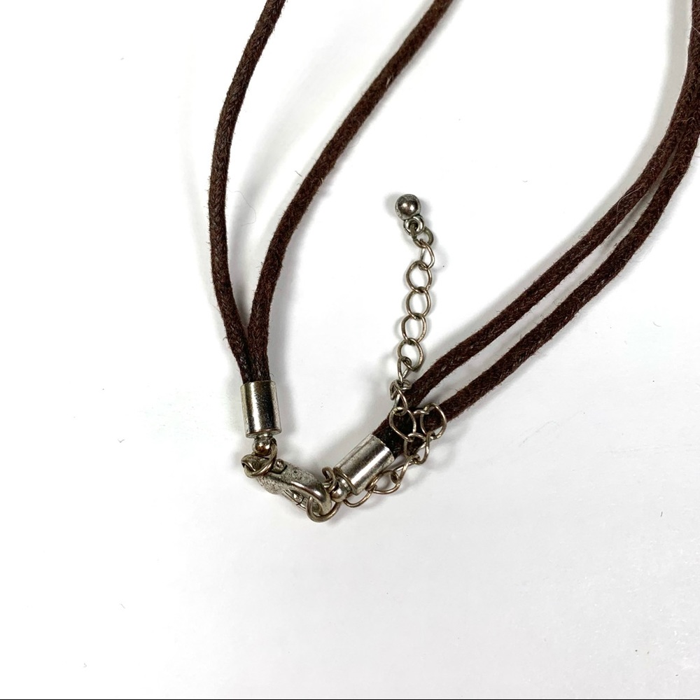 Cross necklace on brown cord - Picture 3 of 4